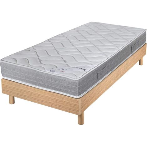 Matelas et sommier 90x190 Mousse - Maryland - Soutien ferme - Sommier en kit - Chêne (1/5)