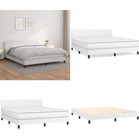 Boxspringbett mit Matratze Weiß 160x200 cm Kunstleder - Boxspringbett - Doppelbett - Bettenrahmen - Kunstlederbett - Weißes Bett - Home & Living (1/5)