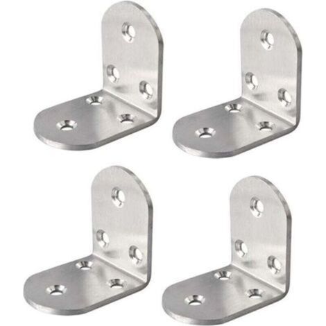 Support d’Angle Lot de Support de Fixation Équerre de 90 Degré Réparation Connecteur pour Bois avec Vis, Finition Blanche Brillante en Acier Inoxydable, 65 x 65 x 38 mm, 4 Pcs, (1/4)