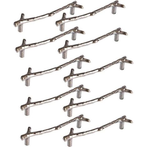 10x Poignée Meuble en Forme de Branche 128mm Poignées Armoires en Alliage de Zinc avec Vis Bronze (1/5)