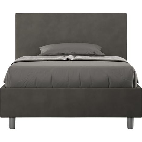 Letto 1 Piazza e Mezzo 120x190 cm con Rete e Contenitore Adele Grigio (1/4)
