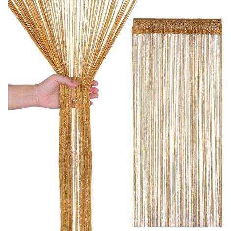 Tenda divisoria per porte e finestre con nappe, adatta per la decorazione della casa (100 x 200 cm), oro (1/5)