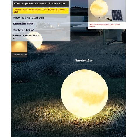 Lampe LED solaire extérieure en forme de lune pour pelouse, lumière chaude