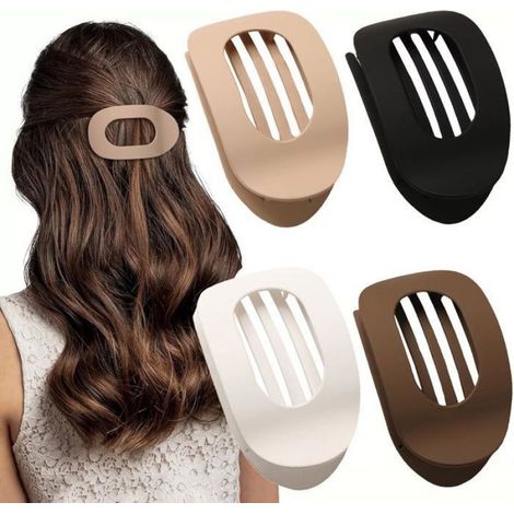 Pince Cheveux Plate - Résine Lisse - Antidérapante - Pour Coiffure Relevée - 6 Pièces