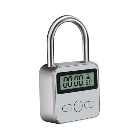 Verrouillage De Temps Intelligent Brynnl Verrou De Synchronisation De 99 Heures Maximum Avec Écran Lcd Cadenas De Sécurité Rechargeable Usb Verrou De Minuterie Électronique En Métal Robuste (Argent) (1/5)