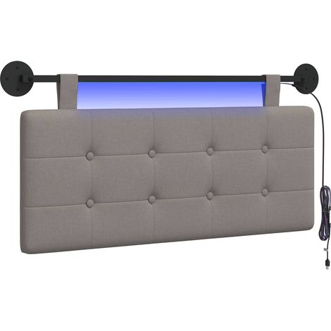 Testiera Testata del letto sospesa Con luce LED Tortora Tessuto (1/5)