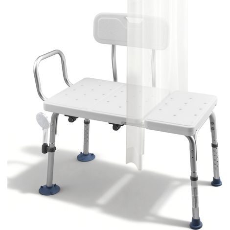 VEVOR Panca da Vasca da Bagno Carico max 180 kg, Sedia per Trasferimento Vasca da Bagno con Braccioli Schienale, Sedile da Doccia Altezza Regolabile per Anziani Pazienti Mobilita Ausiliare Box Doccia
