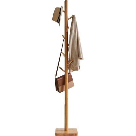 Portemanteau en Forme d'Arbre, Portant à Vêtements en Bois Massif, Hauteur 176CM, Support sur Pieds avec 8 Crochets, pour Manteaux, Chapeaux, Sacs, pour Entrée, 29×29×176CM Naturelle (1/5)