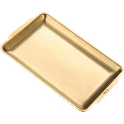Bandeja rectangular de metal de 32x16 cm - Tabla de servir dorada para uso interior y exterior, de bajo mantenimiento y duradera. (1/5)