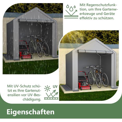 Abri de jardin 190x170x200cm gris foncé,multi-fonction garage à vélo,abri à outils et tente de rangement extérieure.