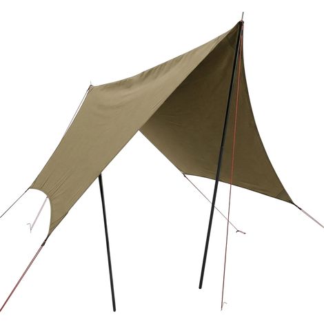 Camping Zeltplane braun zum aufspannen - 300 x 300 cm - Tarp ultraleicht inklusive Hering und Spannseile