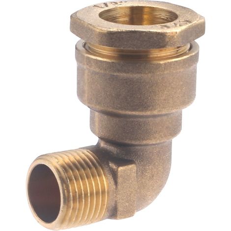Noyon & Thiebault – Raccord laiton mâle coudé 90° pour tuyau polyéthylène Ø20 – Sortie 1/2 (15x21) – Étanchéité parfaite jusqu'à 10 bar