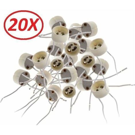 Lot de 20 douilles GU10 pour ampoules halogènes ou LED Longueur du câble : 15 cm (1/4)