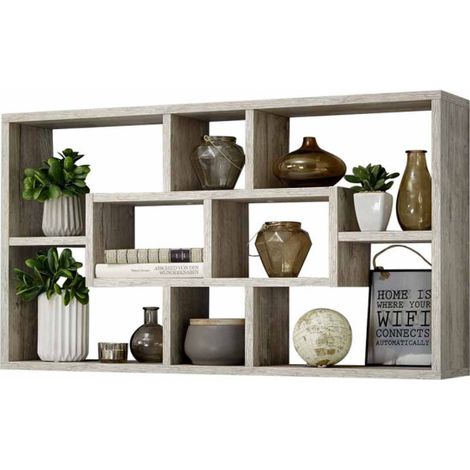 Étagère Murale "8 Compartiments" 85cm Chêne Sable (1/3)