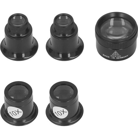 Loupe Monoculaire 10X 20X 30X 30x36mm, Lot de 5, Lentille de Lecture Portable, Légère et Multifonctionnelle, Idéale pour Travaux de Précision (1/5)