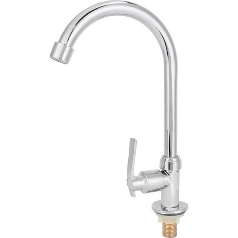 Robinet mitigeur eau froide seule G1/2, usage domestique pour évier et vasque, bec orientable inoxydable (1/5)