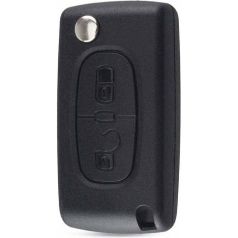 Coque clé Peugeot - ZOR® - 2 boutons - Sans rainure - Noir - Compatible Peugeot 107, 207, 307, 308, 407, 408 (1/5)
