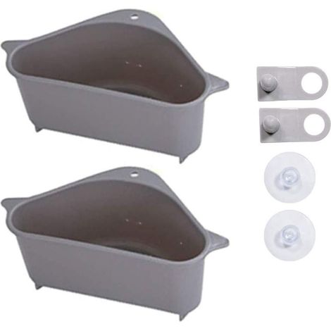 Évier de cuisine crépine d'angle crépine crépine évier d'angle suspendu triangulaire avec ventouse pour cuisine salle de bain gris (1/5)
