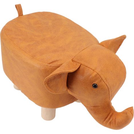 Tabourets de jardin animaux - Joli tabouret rembourré en forme d'éléphant, motif dessin animé original, pour chambre d'enfant, chambre de bébé, salle de jeux ou salon - Orange (1/5)