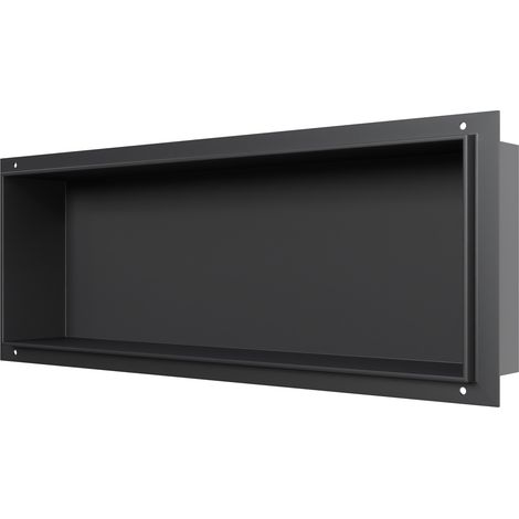 BERNSTEIN - Niche murale douche sans rebord Noire 20x60x10cm acier inoxydable étagère encastrée - BS206010 (1/4)