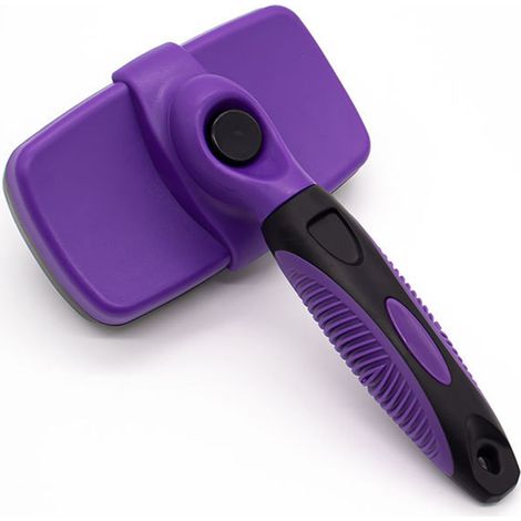 Brosse de toilettage violette pour sous-poil - Enlève les poils morts en profondeur, douce pour la peau (1/4)