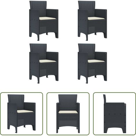 Chaise de terrasse - Chaise de jardin 4 pcs Anthracite 53 x 49 x 85 cm Polypropylène (1/5)