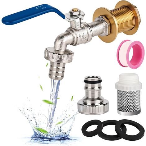Robinet De Jardin 1/2" En Laiton Résistant À La Rouille Et Au Gel,Ibc Raccord Robinet Avec Raccord De Tuyau Robine Sortie D'arrêt Anti-Goutte Extérieur En Laiton (1/5)
