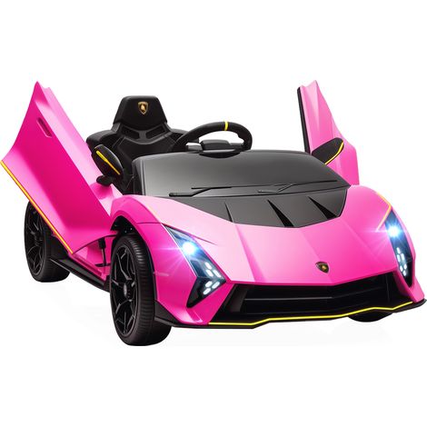 Macchina Elettrica Bambini 3-6 Anni 12V Licenza Lamborghini Autentica con 2 Motori Porta a Forbice Sospensioni Rosa (1/5)