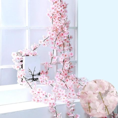 Guirlande de fleurs de cerisier artificielles (3 pièces, 180 cm), idéale pour décorer un jardin ou un balcon.-AquaForge (1/5)