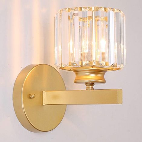Gold Kristall Wandleuchte, Runde Lampe, Moderne Kristall Dekorative Wandlampe, Nachttisch Glas Wandlampe, Geeignet für Wohnzimmer, Flur, Restaurant (1/5)