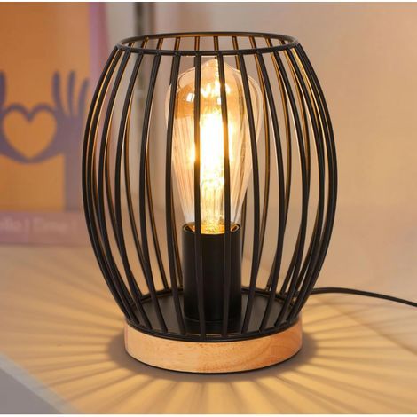 Black Metal Bedside Lamp, E27 Base, 180cm Cord, Switch, Living Room/Bedroom (1/5)