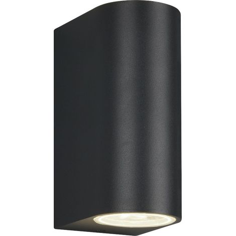 Runde Außenwandleuchte ROYA Up and Down aus Aluminium Anthrazit, Höhe 15cm