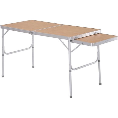 Table bend, table of camping, table of garden extendable, height adjustable, aluminum, MDF, imitation bamboo (1/5)