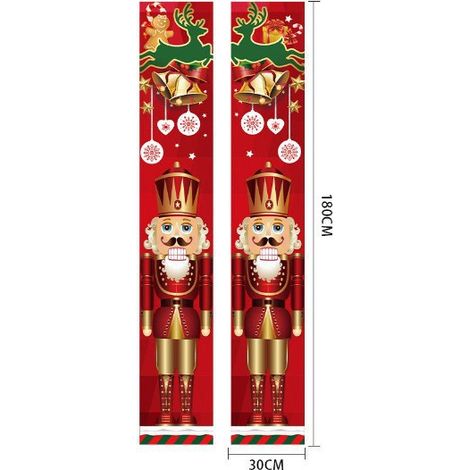 Nouveauté 2026 : Couplets de Noël, Décorations de sapin de Noël avec Père Noël, Décorations de porte, Décorations de scène, Bannières extérieures - 180 x 30 cm (Polyester) - Lot de 7