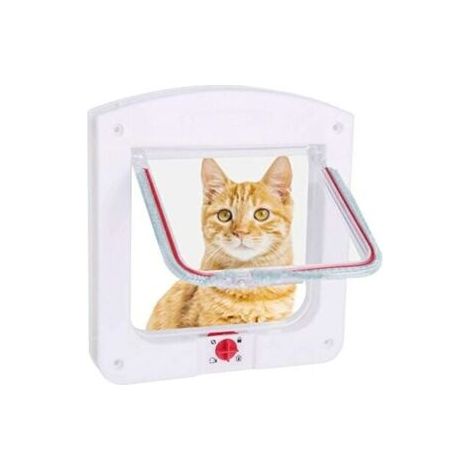 Weiße manuelle Katzenklappen und -türen, Katzenklappen für Katzen und Hunde, kleine Katzenklappen, Mikrochip, 4-fach verschließbar, einfach zu installieren FLITI
