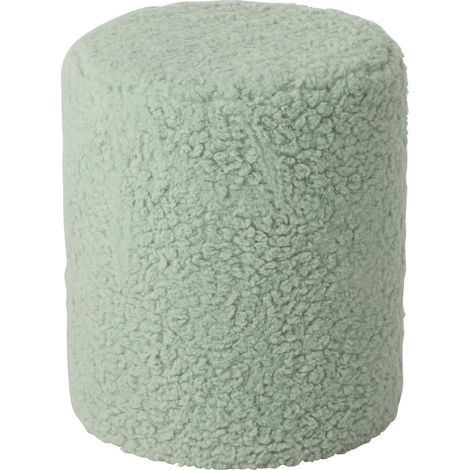 Tabouret fourrure bleu clair assise bois confort et design - Bleu clair effet fourrure (1/4)