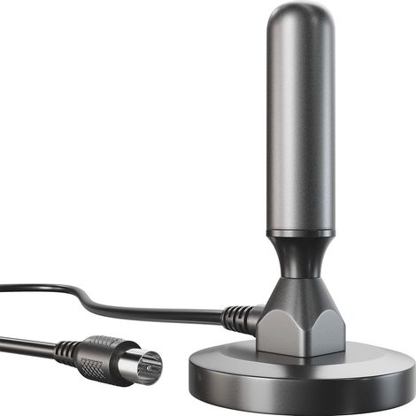 HD DVB-T2 HD/DVB-T TNT-Antenne für maximalen digitalen Empfang mit stabilem Magnetfuß und 3 m Kabel für alle DVB-T2/DVB-T TNT-Receiver – Massive Version