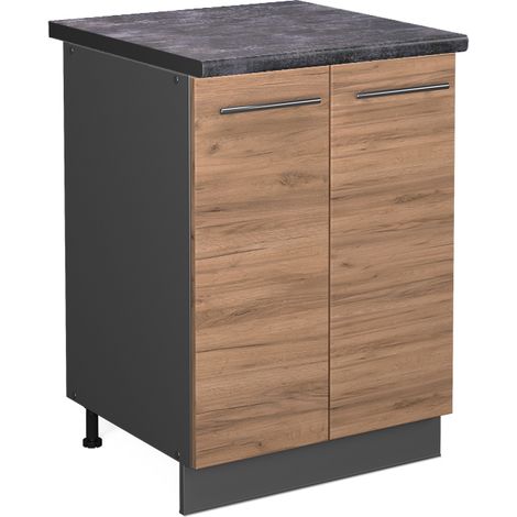 Mobiletto base cucina Fame-Line, Quercia dorata, 60 cm , PL Antracite, Vicco (1/5)