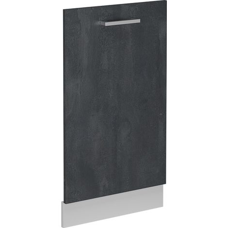 Panel frontal del lavavajillas R-Line, Hormigón negro, 45 cm sin encimera, Vicco