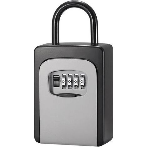 1 Coffre-fort à clés, combinaison 4 chiffres, alliage d'aluminium, cache anti-poussière, usage extérieur et intérieur (1/5)