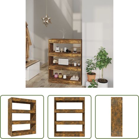Étagère décorative - Bibliothèque/Séparateur de pièce chêne fumé bois d'ingénierie (1/5)