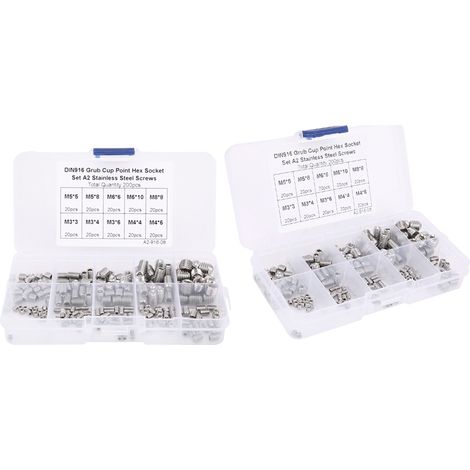 200 vis sans tête à six pans creux en acier inoxydable pour instruments de précision M3/M4/M5/M6/M8 (1/5)