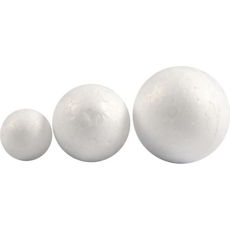 Boules de polystyrène - 3 tailles différentes - 4 pièces de chaque - Blanc