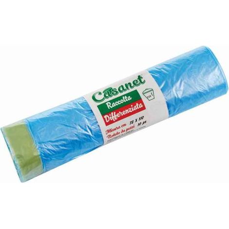 10 Sacchi per la spazzatura azzurri con maniglia 72x110 cm (1/3)