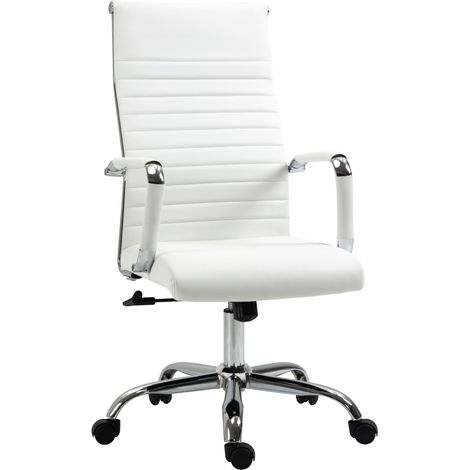 Ergonomischer Bürostuhl mit Wippfunktion, weißes Kunstleder, 120 kg, MODENUIT (1/5)