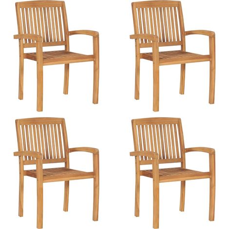 Maison Exclusive - Stapelbare Gartenstühle mit Kissen 4 Stk. Mass