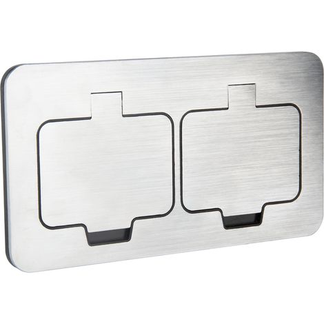 Prise de sol étanche 16A 2P+T IP55 – Métal brossé pour espaces extérieurs – Installation facile – Résistante à l'eau et à la poussière – Protec (1/5)