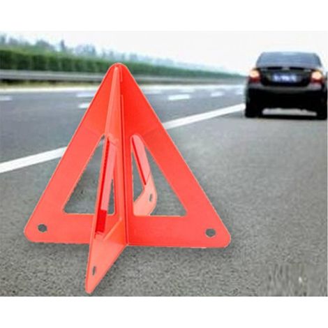 Triangolo avvertimento in plastica con catadiottri a treppiedi uso stradale (1/4)