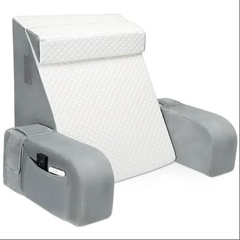Coussin de Lecture Ergonomique - Coussin Support Dorsale avec Oreiller Cervical et Accoudoirs Amovibles, Oreiller de Dos pour Adulte pour se Détendre, Regarder la télé, Housse Lavable (1/5)