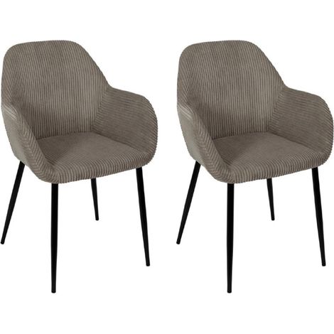 Lot de 2 Fauteuils Côtelé "Scott" 85cm Taupe (1/5)